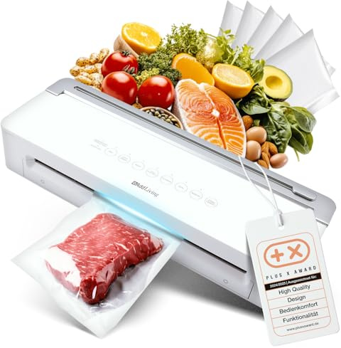 AddLiving Vakuumierer | Vakuumiergerät für Lebensmittel | Inkl. 5 Vakuumbeutel (20 x 30 cm) | Vacuum Sealer Machine | Automatisches Folienschweißgerät | Touch Panel | Soft- & Obst/Gemüse Funktion