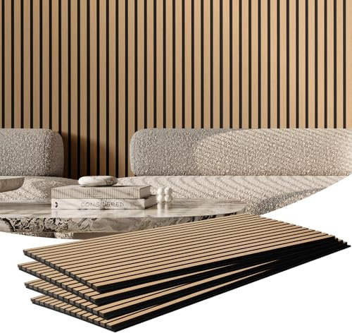 VEVOR Paneles Acústicos 1200x600 mm Paneles de Pared de Madera Decorativa MDF para Decoración de Paredes Interiores Paneles de Pared de Madera Sintética para Reducción de Ruido Roble Claro 4 Piezas