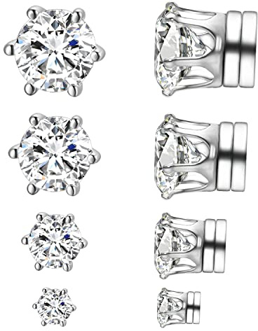 Airokiy Magnetic Earrings for Women Silver Set Cubic Zirconia Magnetic