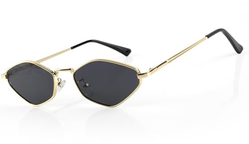 MEGAVOW Retro Sonnenbrille Hexagonal für Damen und Herren, Mode Polygon Sonnenbrille Damen, Vintage Steampunk Sechseckige Sonnenbrille UV400 Schutz Kleine Brille Festival