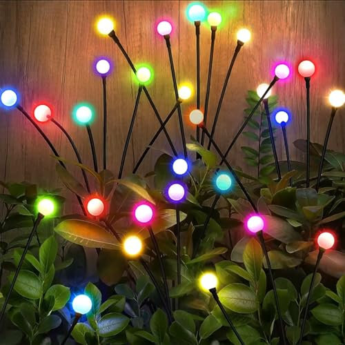 VIPNAJI Lampade solari per esterni, 4 pezzi, lucciole solari con 10 LED, Colorato lampade solaro da giardino, IP65, impermeabili, per esterni, luci decorazione da giardino, balcone