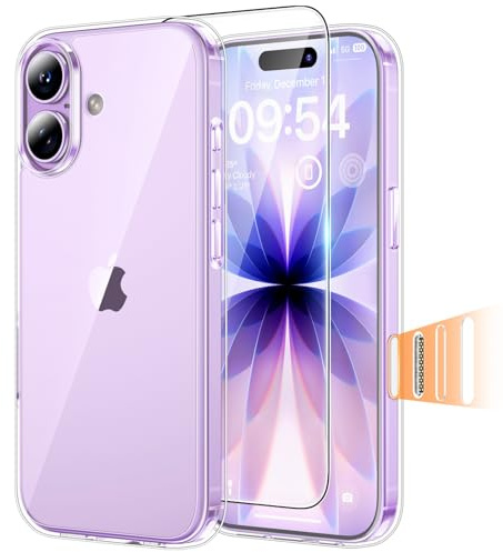 TAURI for iPhone 17 Case, [Camera Control] Not-Yellowing, with HD Screen Protector, [15 FT Grade Protection] Military-Grade Protection Shockproof Slim Phone Case for iPhone 17, Clear