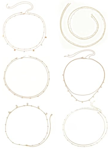 Lot De 6 Chaînes De Ventre Dorées En Acier Inoxydable, Chaînes Corporelles Réglables Avec Designs Variés, Idéales Pour Fêtes, Mariages, Bikinis Et Tenues De Tous Les Jours pour Femmes et Filles