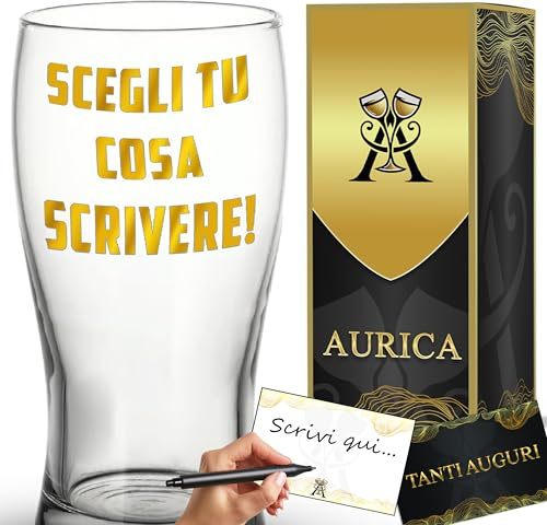 Aurìca Bicchiere Da Birra Personalizzato SCEGLI TU COSA SCRIVERE! - Boccale Da 500 ml - Idea Regalo Originale Per Uomo E Donna - Perfetto per Ogni Occasione