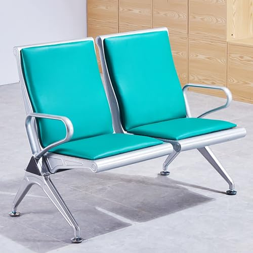 Sedie da Sala d'attesa per Ufficio a 2 posti, Panca per Sala d'attesa con Schienale Alto e braccioli, Sedia per visitatori con Struttura in Acciaio Laminato a Freddo, per aeroporto, Mercato,