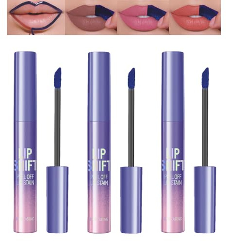 3 Colors Lip Stain Peel Off, Peel off Lip stain, Lip Tint Stain, Peel off Lip Liner Stain, Lip Stain Peel off Tint Tattoo Color Waterproof Long-Lasting, No Smudging