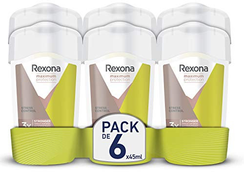 Rexona Maximum Protection Desodorante en Crema Antitranspirante para Mujer Soft Solid Stress Control 45ml - Pack de 6