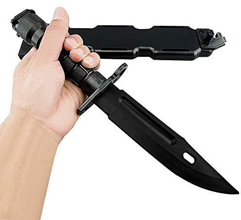 Ciyuhome Tactical Rubber Knife,Military Training ABS Plastic Dagger M9 M16 Fixed Blade Knives Scabbard Model Kit for Airsoft GunToy Martial Arts Pretend Play Cosplay Funning Game Halloween