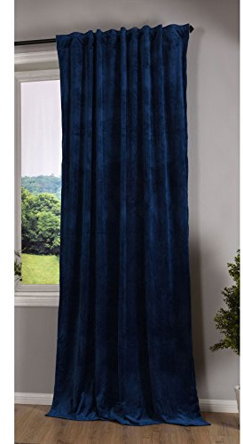 Gardinenbox Milano 20357 - Tenda oscurante in velluto con passanti e passante per tunnel, accorciabile, blu, 1 pezzo, altezza x larghezza 280 x 135 cm, 20357