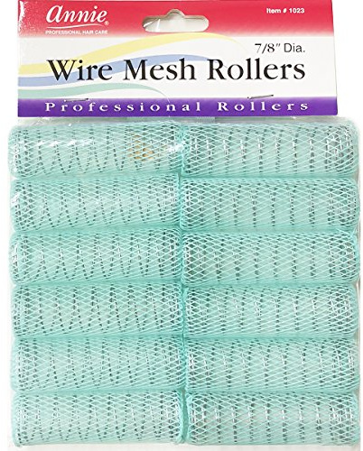 Annie Wire Mesh Rollers #1023, 12 Count Green Medium 7/8 Inch (5 Pack)