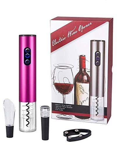 Bi-Komfort Ouvre-Bouteille Électrique, Tire-Bouchon Électrique, Décapsuleur Automatique, Set Cadeau Ouvre-Vin avec Tire-Bouchon Automatique, Coupe-Capsule, Bec Verseur à vin et Bouchon de Vin