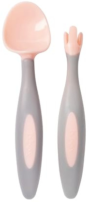 b.box Baby Besteck Set - Leicht zu Greifende Griffe, Reiseetui, Einzigartiges Gabeldesign | Entworfen von Ergotherapeuten | Spülmaschinenfest | Ab 9 M