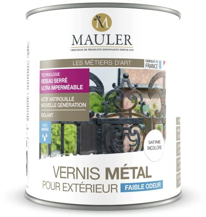 Mauler - Vernis Metal Satine 1L - Pour Extérieur Sans Odeur - Incolore Non Jaunissant et Protection Longue Durée