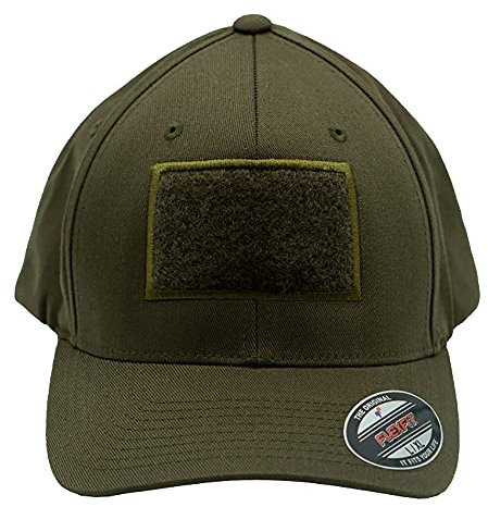Café Viereck ® Unisex Cap Wooly Combed – grüne Cap mit Flauschfläche für Klett Patches (9 x 6 cm) – für Männer und Frauen (Olivgrün S/M (54-58 cm))