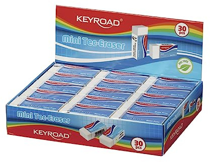 Keyroad KR970981 Universellt suddgummi/30 stycken – 30-pack, tekniskt radergummi för blyertspennor och färgpenna/för blyertspennor och färgpenna/av gummi/färg: vit