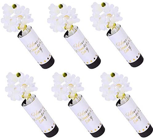 Konfetti Hochzeit Biologisch Abbaubar Konfettikanone Papier Biologisch Abbaubar Hochzeit Konfetti Papier Konfettikanonen Klein Konfettikanonen Set Baby Dusche Geburtstag Partei Liefert 6 Stück (Weiß)