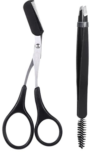 Augenbrauenform-Schere und Pinsel-Set, Augenbrauenschere mit Kamm, Präzisions-Augenbrauentrimmer, Schere, Haarpflege, Formung, Scherengriff, Pinzette, Augenbrauenpinsel