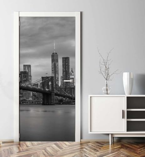 Adesivi per Porte Interne New York Adesivo Porta 3D Stati Uniti D'america Autoadesiva Carta Parati 77x200 cm Decorazione da Parete Poster Murale per Soggiorno Camera da letto a3396