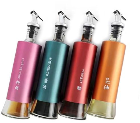 HSTWODE Distributeur de sauce soja, vin, vinaigre et huile - 300 ml - Kit huile de vinaigre - Carafe d'huile d'olive - Bouteille d'huile d'olive (sauce soja bleue, 300 ml)