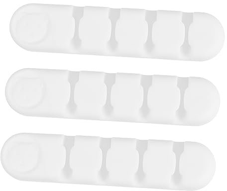 Housoutil 3 Pcs Data Cable Winder Wire Shelf Brackets Cable Clamp Cable Holders for Cords Keyboard Stand for Desktop Data Wire Organizers C USB White Silicone