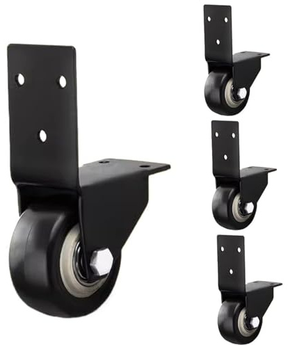 2 inch L-Shaped Caster Wheel - Heavy Duty Side Mount Furniture Castor Wheel, 4-Pack PU Rubber Directional Casters 150kg/330lbs Capacity, No Noise for Bed Cabinet Plant Stand with Screws