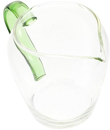 PAMINGONO Glass Gravy Boat 350ml Heat-Resistant Tea Pitcher Green Handle Thickened Fair Cup for Kitchen Sauce and Juice Serving