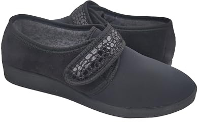 Antica Pantofoleria Scarpe Sanitarie Donna Invernali/Estive, Ciabatte Ortopediche Chiuse con Strappo (Nero Invernale, Sistema Taglie Calzature EU, Adulto, Donna, Numero, Media, 37)