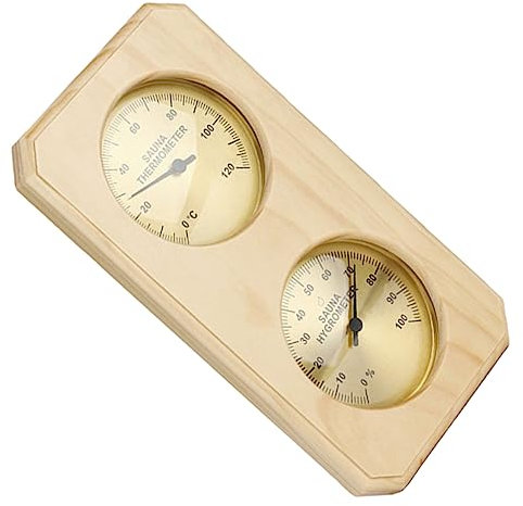HEMOTON Termometro Igrotermografo Misuratore Di Temperatura e Umidità Per Sauna Realizzato in Legno e Rame Utensile Di Misurazione Domestico Pratico e