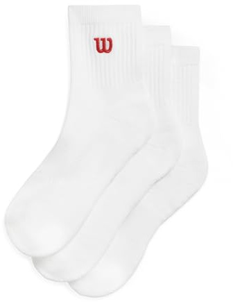 Wilson Quarter Top Socks 3 Pack, With an Easy Toe Fit, Arch Support and Superior Cushioning, Colour: Bright White, Size: L
