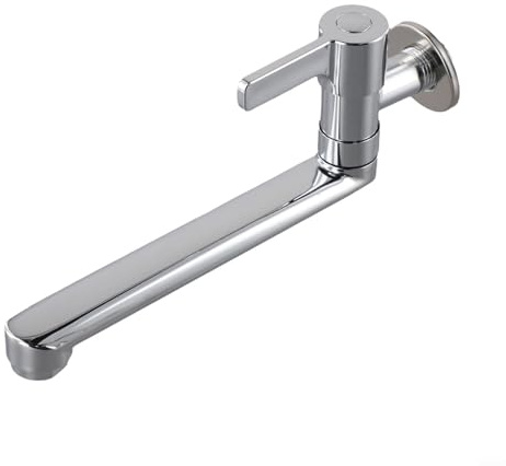Rubinetto singolo girevole per acqua fredda, montaggio a parete, rubinetto da cucina 20 cm/25 cm, beccuccio esteso in acciaio inossidabile 304, per lavello, piscina, risparmio di spazio (20 cm)
