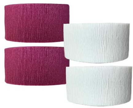 Maroon and White Crepe Paper Streamers, Made in USA