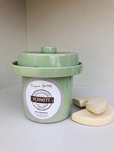 MS Steinzeug Gärtopf Mini Fermentation 1 Liter pastellgrün Milchsäuregärung Konservieren Einmachen gesunde Ernährung Vitaminbooster optimal für Vegetarier