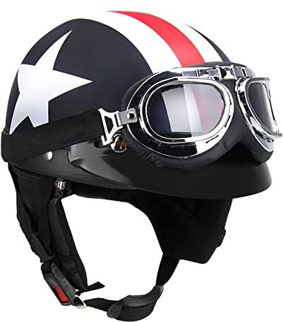 Goolsky Casco da motociclista semiaperto con occhiali Visiera Sciarpa Casco da motociclista Scooter Touring