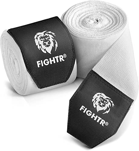 FIGHTR® Premium boxbandage för max. Stabilitet och säkerhet | 4 m halvelastiskt bandage med tumögla för lådor, MMA, Muay Thai – Box handbandage sport | Set med 2