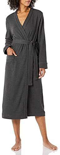 Amazon Essentials Women's Lightweight Waffle Bath Robe (Available in Plus Size), Charcoal Heather, Medium
