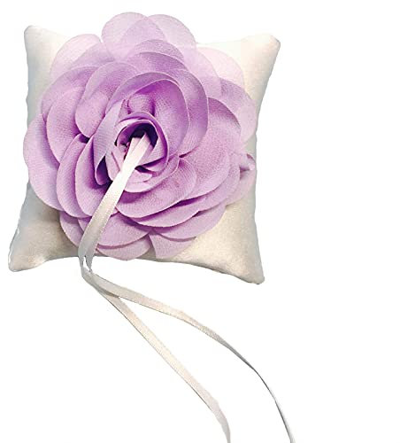 Nicoone Ring Kissen Spitze Blume Dekoriert Ring Bearer Kissen Ring Bearer Kissen Mit Band für Hochzeit Zimmer Dekor Ringe Halter Lila