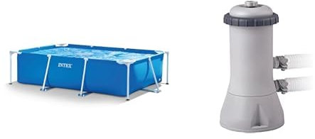 Intex Piscine Metal Frame Junior rectangulaire Tubulaire (l) 3,00 x (l) 2,00 x (h) 0,75m & épurateur à Cartouche C1000 2,7m³/h