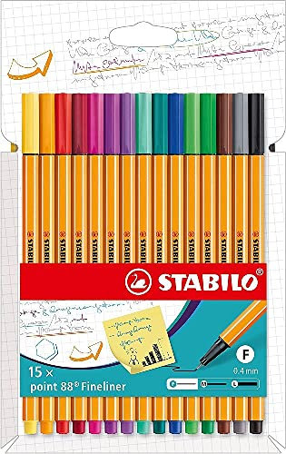 STABILO - Fineliner - point 88-15er Pack - mit 15 verschiedenen Farben