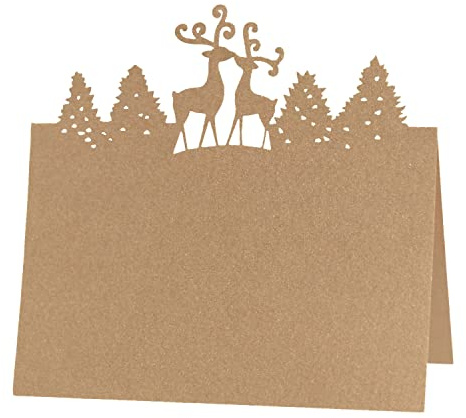 iKesoce 30 Pz Segnaposto da Tavolo Carta Kraft Biglietti Segnaposto per Natale Cartellini Segnaposto da Tavolo per Matrimonio Prima Comunione Battesimo