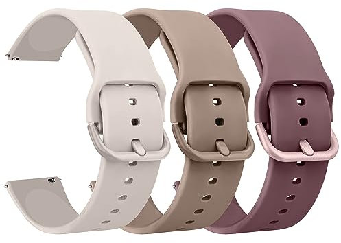 AK Pack 3 Watch Bands 20mm 22mm for Women Men, Replacement Straps Band for Smart Watch, soft skin-friendly silicone quick release, smart watch wristband (20mm, Starlight/MilkTea/Violet Smoke)