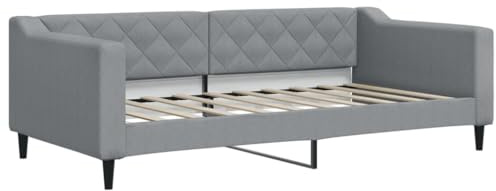 vidaXL Letto da Giorno Grigio Chiaro 90x190 cm in Tessuto, Divano Letto, Divano Letto Singolo, Divano Letto in Tessuto, Letto per Ospiti