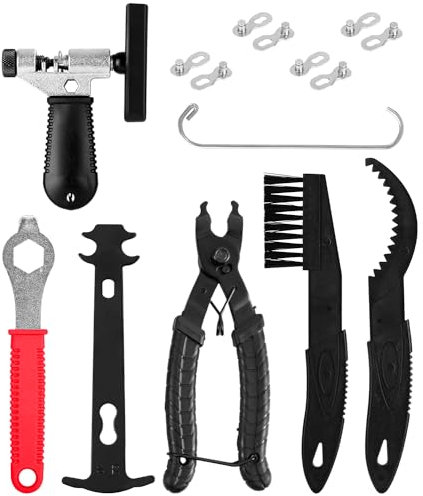 TIDEVAN Kettennieter Fahrrad,10 in 1 Kettenwerkzeug Fahrrad Set,Profi Fahrradketten Werkzeug für 8-11 Fach Fahrradkette,Fahrrad Link Zange+Fahrrad Ketten Werkzeug+Kette Verschleiß Checker Messwerkzeug