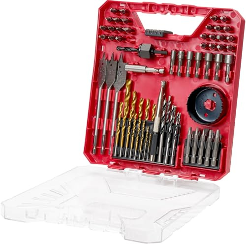 VEVOR 70 PCS Juego de Brocas para Taladro y Destornillador con Estuche de Transporte, Adecuadas para Taladrar y Atornillar Madera, Metal, Cemento