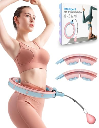 Weighted Smart Hula Hoop with Pelvic Floor Muscle Trainer, Adjustable Fitness Hoop with Counter, Leg & Hip Strengthener for Full Body Workout, Home Exercise Equipment for Women
