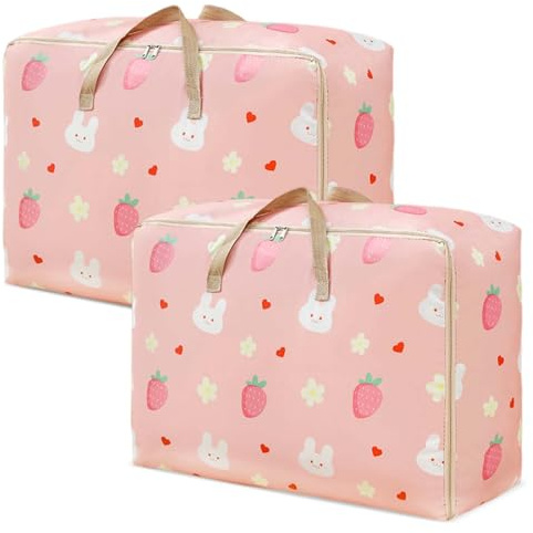 Marjoramy 2 Pezzi Borsa di Immagazzinaggi, 85 L Borsa Vestiti Scatole Organizzatore Contenitori con Zip, Borse Portaoggetti Grande, Traslochi Borse di Stoccaggio per Trapunta Coperte Vestiti