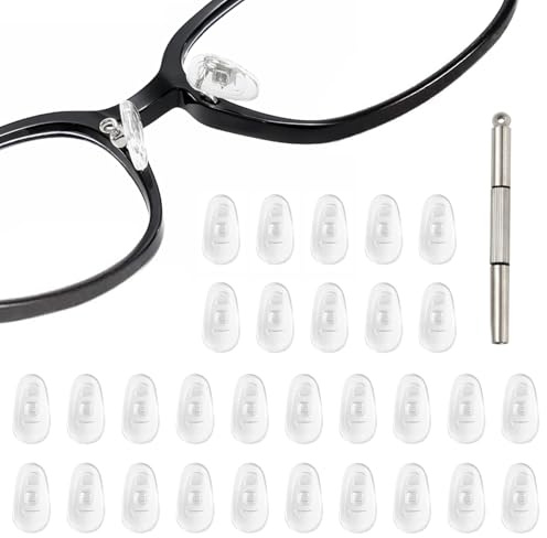 Xynovate 30 Pairs Silicone Glasses Nose Pads, Push-in Glasses Nose Pads Silicone, Soft Silicone Nose Pad Cushion for Glasses, Eyeglasses, Sunglasses
