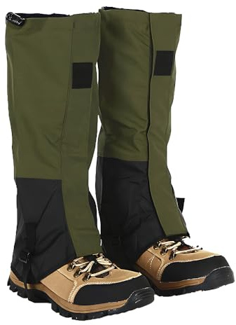 TONGIHS 2 Stück Unisex Gamaschen, Beingamasche, Beingamaschen Wasserdicht und Verstellbar, zum Wandern, Skifahren, Bergsteigen, Jagen,Spazierengehen,Rucksackwandern und Klettern im Freien (Armeegrün)