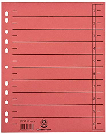 Soennecken divisori 1461 DIN A4 230 G RC cartone rt 100 PZ/Pack, Divisori per Raccoglitori ad Anelli