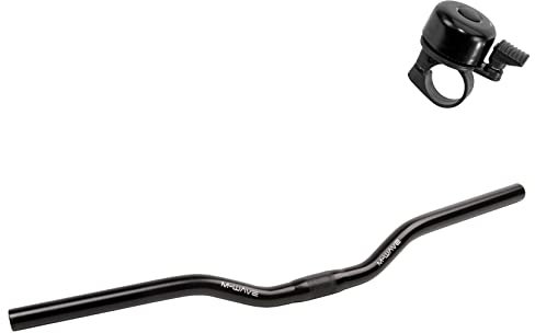 M-Wave Fahrradlenker Lenker Touring 600 mm Alu in Schwarz inkl. 1 Fahrradglocke