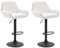Lot De 2 Tabourets De Bar Design Braga Similicuir I Réglable en Hauteur I Chaise Haute De Bar avec Dossier Et Repose-Pied Ergonomique, Couleur:Blanc, Couleur du Cadre:Noir